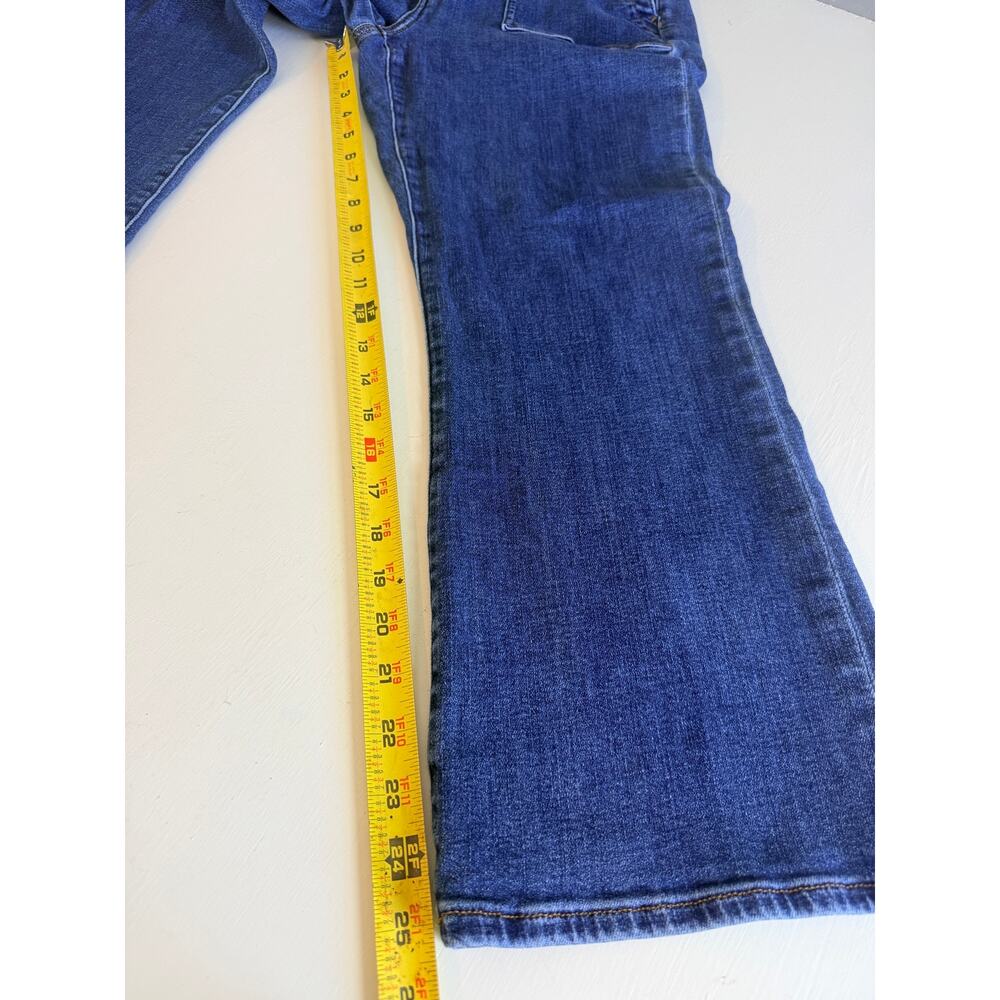 Loft Curvy High Rise Kick Crop Jeans Size 32/14 Medium Wash Blue Flare Stretch - Picture 6 of 12